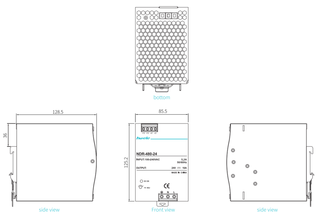 480W Aluminum High Power Industrial DIN Rail Power Supply